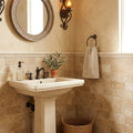 Noce Travertine Tumbled 3 x 6 x 3/8 Cross Cut Tile 3x6 — Powder Room wainscot