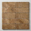 Noce Travertine Tumbled 4 x 12 x 2 Bullnose Coping 4x12 close-up