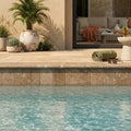 Noce Travertine Tumbled 4 x 12 x 2 Bullnose Coping 4x12 pool coping — Swimming Pool pool edge drop-face coping