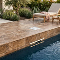 Noce Travertine Tumbled 6 x 12 x 1.25 Bullnose Coping 6x12 pool coping — Swimming Pool remodel pool edge