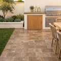 Noce Travertine Tumbled 6 x 12 x 1.25 Paver 6x12 — Backyard patio