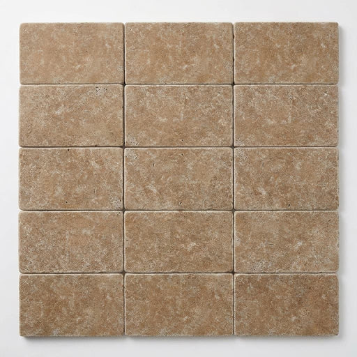 Noce Travertine Tumbled 6 x 12 x 1.25 Paver 6x12 close-up