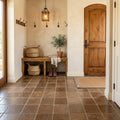 Noce Travertine Tumbled 6 x 6 x 3/8 Cross Cut Tile 6x6 — Mudroom floor
