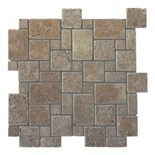 Noce Versailles Pattern Brushed Travertine Tile