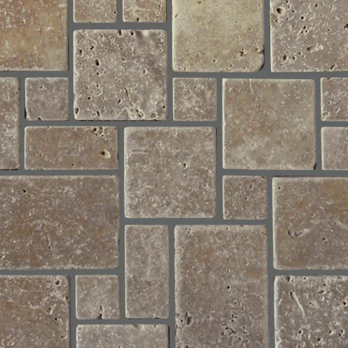Noce Versailles Pattern Brushed Travertine Tile