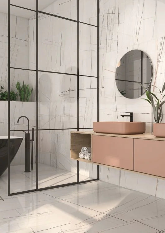 Noir White 24x48 Polished Porcelain Tile