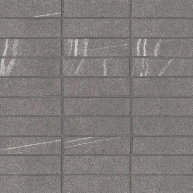 Nomade Argent 1x4 Straight Set Matte 12x12 Porcelain Mosaic