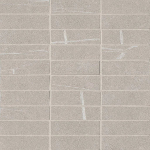 Nomade Bone 12x12 1x4 Straight Set Matte Glass Mosaic
