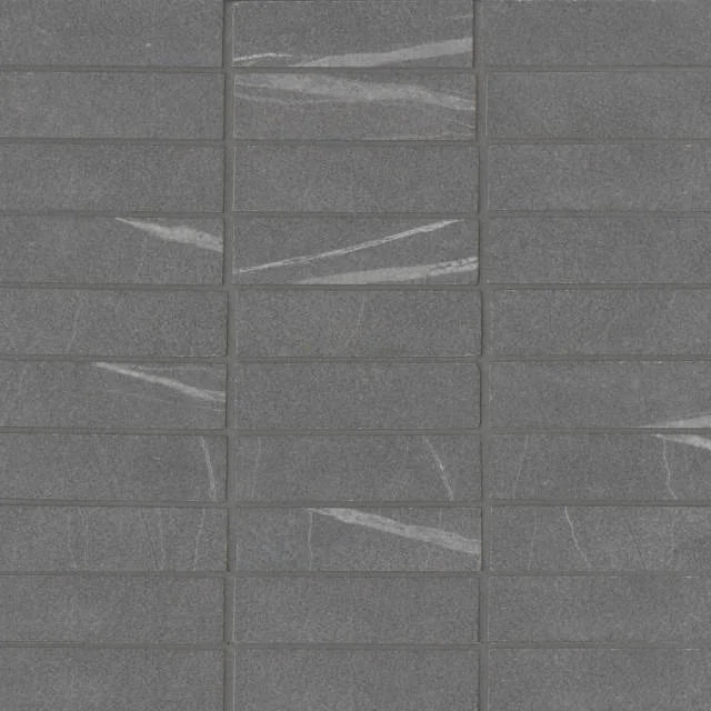 Nomade Noir 12x12 1x4 Straight Set Matte Porcelain Mosaic
