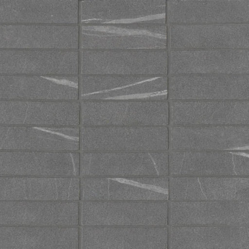 Nomade Noir 12x12 1x4 Straight Set Matte Porcelain Mosaic