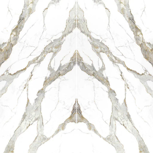 Nouvel Calacatta Currat 126x63 Polished 3cm Bookmatch Quartz Slab