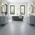 Nova Blue Limestone Tile 12x24 Honed — Bathroom floor