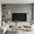 Nova Blue Limestone Tile 12x24 Honed — Living Room feature wall