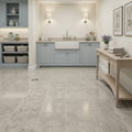 Nova Gold Polished 12x12 Limestone Tile — Basement floor
