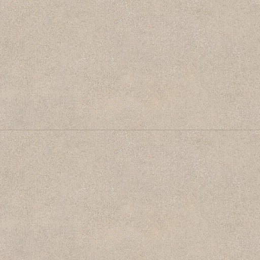 Two Novabell Khroma Corda 24x48 porcelain tiles with a warm beige-gray stone texture.