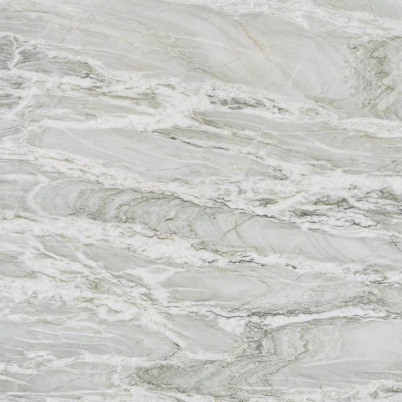 Nuage 2cm polished quartzite slab with pale gray-white tones and flowing layered mineral veins.