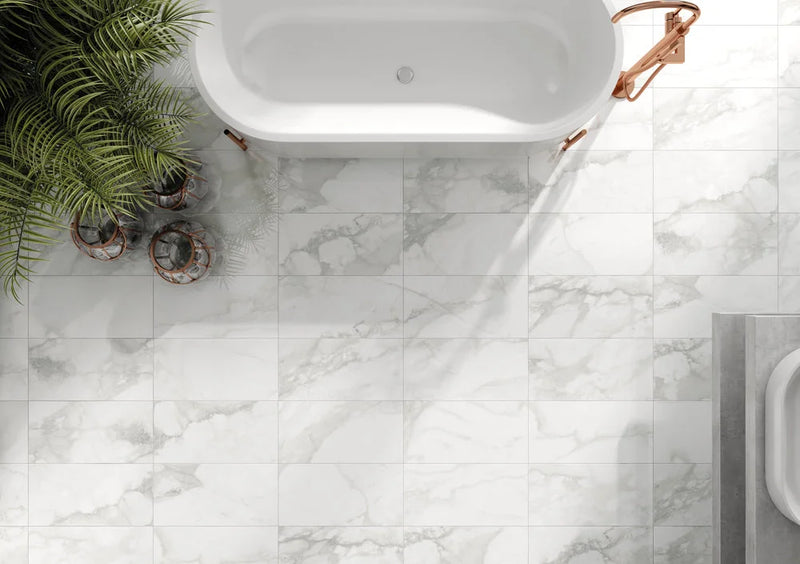 Nuvole White Marble 24x48 Polished Porcelain Tile
