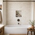 Nysa 03x06 Tumbled Travertine Tile 3x6 — Bathroom tub surround