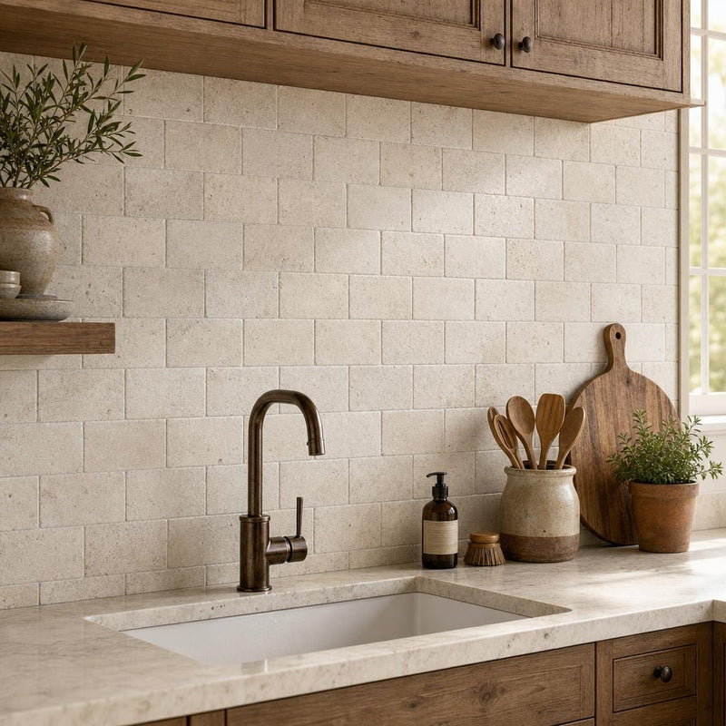 Nysa 03x06 Tumbled Travertine Tile 3x6 — Kitchen backsplash
