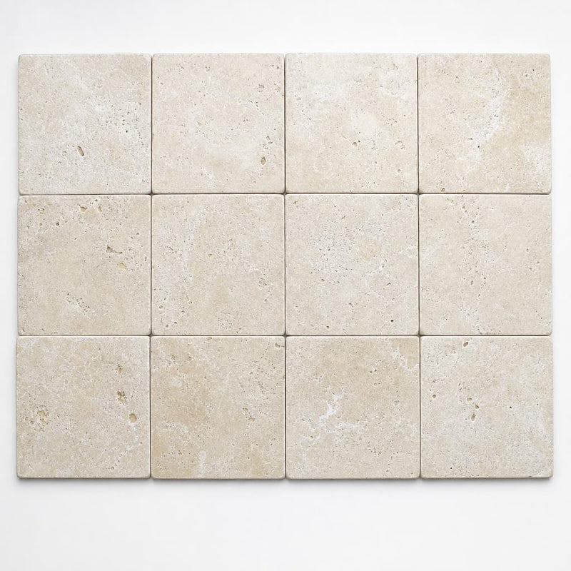 Nysa 06x06 Tumbled Travertine Tile 6x6 close-up