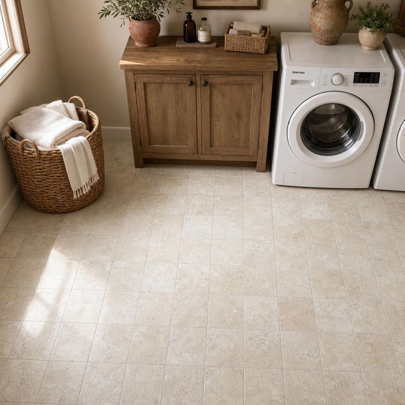 Nysa 06x06 Tumbled Travertine Tile 6x6 — Laundry Room floor