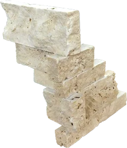 Nysa 6x10x5.75 Honed Travertine 3D Corner Ledger Stone