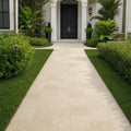 Nysa Travertine Paver 12x12 Unfilled, Honed 2 inch — Front Yard walkway