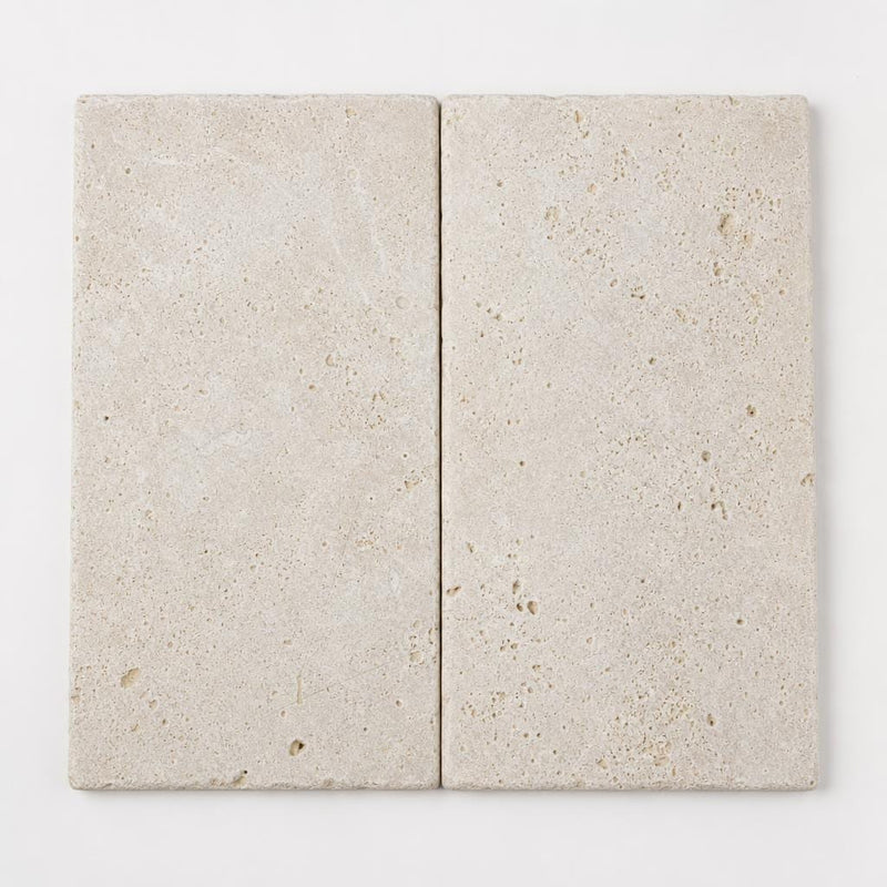 Nysa Travertine Paver 12x24 Tumbled 2 inch close-up
