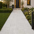 Nysa Travertine Paver 16x24 Tumbled 1.25 inch — Front Yard walkway