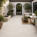Nysa Travertine Paver 6x12 Tumbled 1.25 inch — Courtyard paving