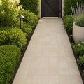Nysa Travertine Paver 6x6 Tumbled 1.25 inch — Garden path