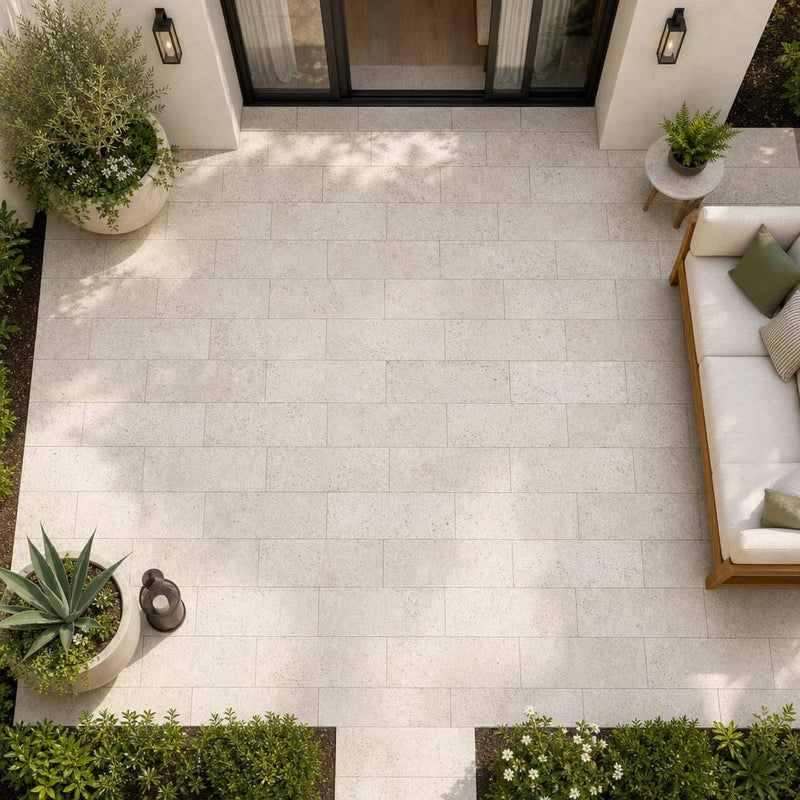 Nysa Travertine Paver 8x16 Tumbled 1.25 inch — Backyard patio