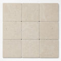Nysa Travertine Paver 8x8 Tumbled 1.25 inch close-up