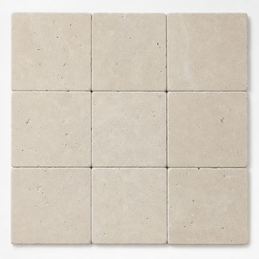 Nysa Travertine Paver 8x8 Tumbled 1.25 inch close-up