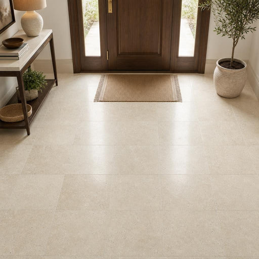 Nysa Travertine Tile 18x18 Filled, Honed — Foyer floor