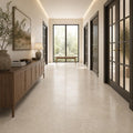 Nysa Travertine Tile 18x18 Filled, Honed — Hallway floor
