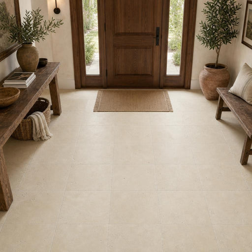 Nysa Travertine Tile 18x18 Tumbled — Foyer floor