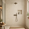Nysa Travertine Tile 24x24 Tumbled — Bathroom shower wall