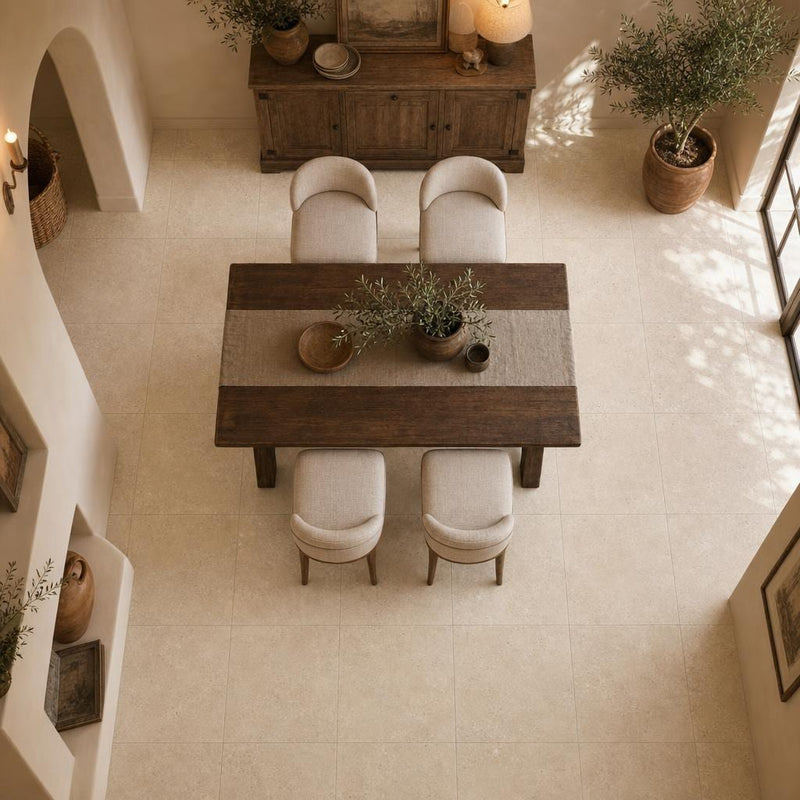Nysa Travertine Tile 24x24 Tumbled — Dining Room floor