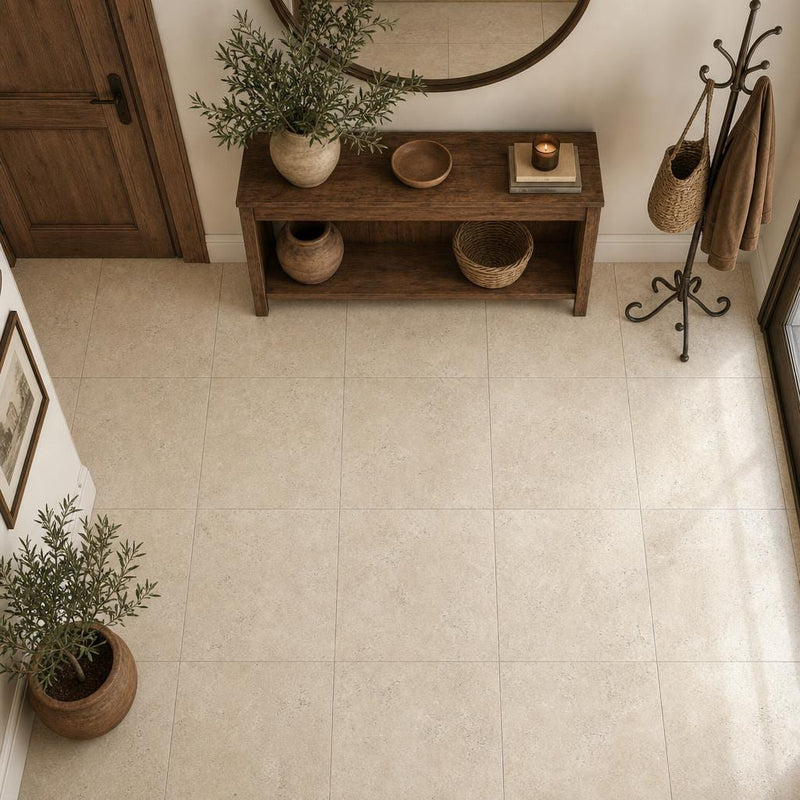 Nysa Travertine Tile 24x24 Tumbled — Foyer floor
