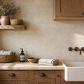 Nysa Travertine Tile 3x6 Tumbled — Laundry Room backsplash