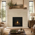 Nysa Travertine Tile 3x6 Tumbled — Living Room fireplace surround