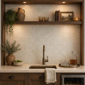 Nysa Travertine Tile 3x6 Tumbled — Wet Bar backsplash