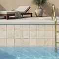 Nysa Travertine Tile 4x4 Honed — Swimming Pool waterline