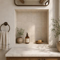 Nysa Travertine Tile 4x4 Tumbled — Bathroom niche