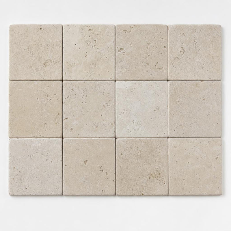 Nysa Travertine Tile 4x4 Tumbled close-up