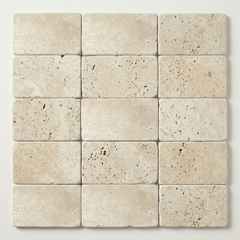 Nysa Travertine Tile 6x12 Tumbled close-up