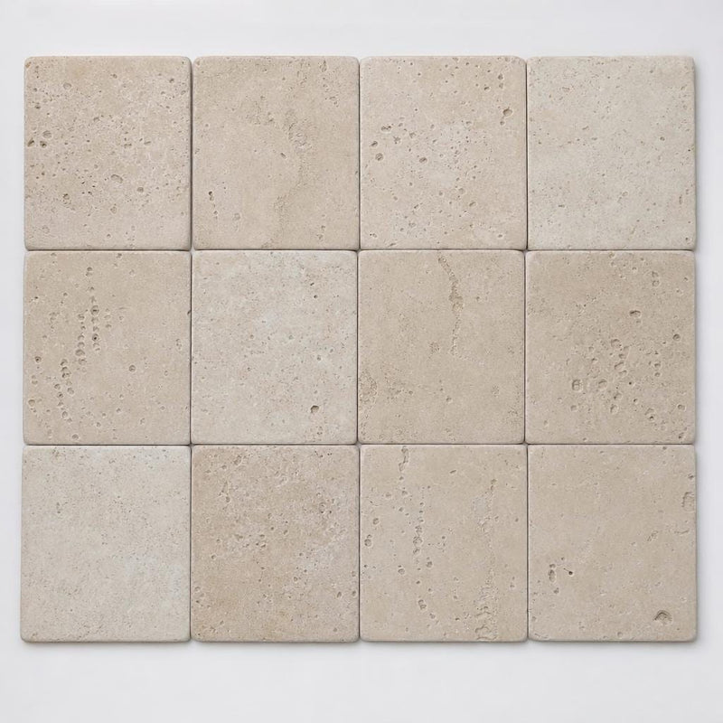 Nysa Travertine Tile 6x6 Tumbled close-up
