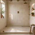 Nysa Travertine Tile 8x8 Tumbled — Bathroom shower floor