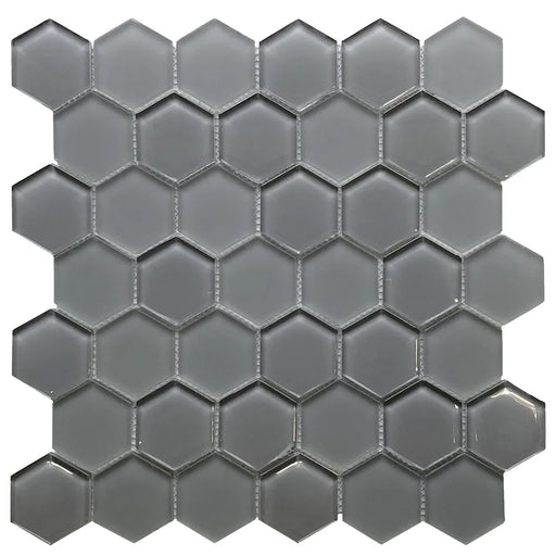 Omni Grey 2" Hexagon Gloss & Matte Glass Mosaic